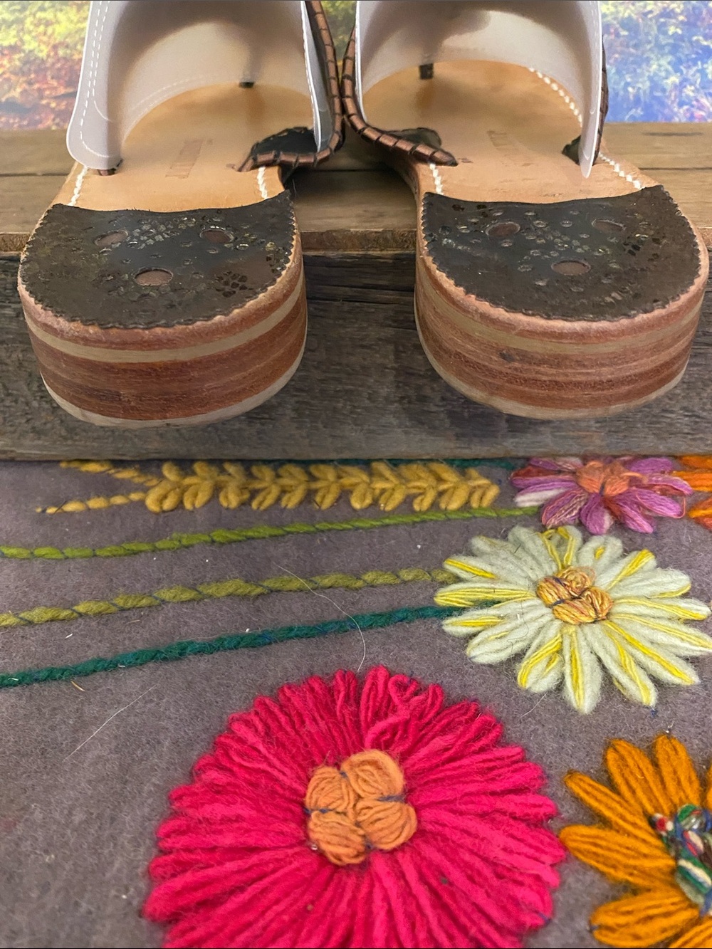 Jack Rogers Bronze Braided Leather Thong Sandals - Picture 4 of 7